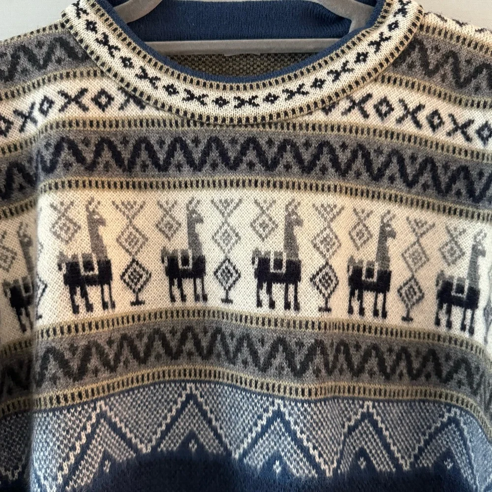 NWOT Alpaca Wool Sweater with Andean Llama Design Medium - Picture 4 of 16